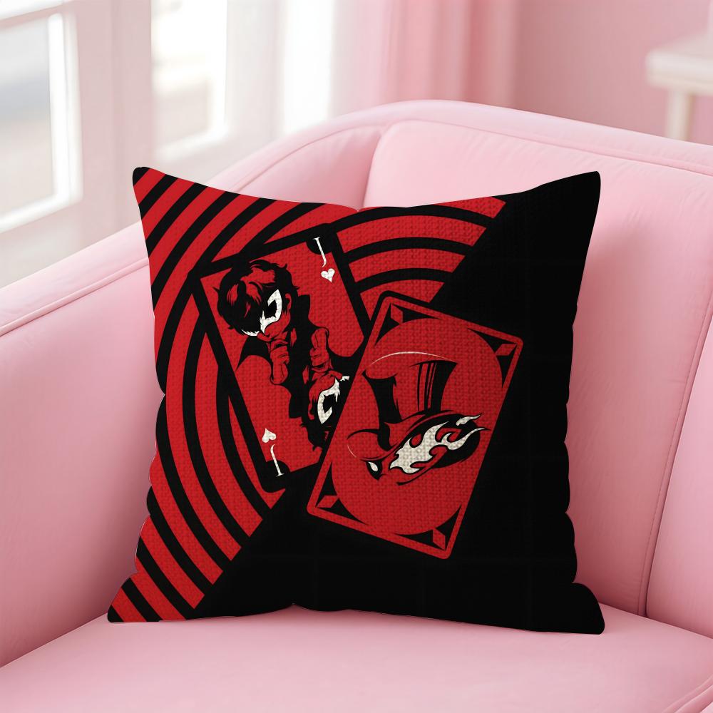 Anime Game PPersona  Cushion Cover Natural Linen Pillow Case DoubleSided Print Decorative Sofa Pillowcase Home Decor Gift