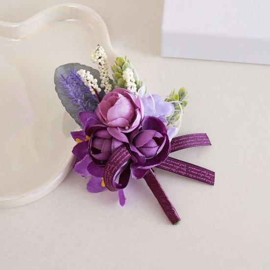 Yousheng Wedding Flower Boutonniere for Groom Groomsman Wrist Corsage for Bride Bridesmaid Lapel Floral Party Decoration