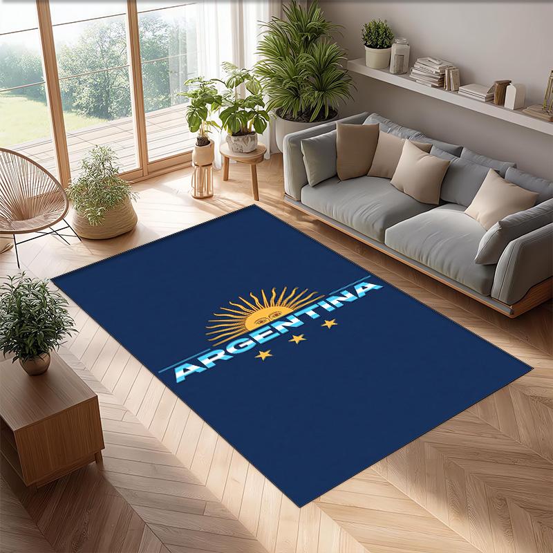 Tappeto in Flanella Stampato Squadra Nazionale di Calcio Argentina Antiscivolo Morbido Poliestere Tappeto per Pavimento Tappetino Decorativo per Interni per Camera da Letto Soggiorno Divano