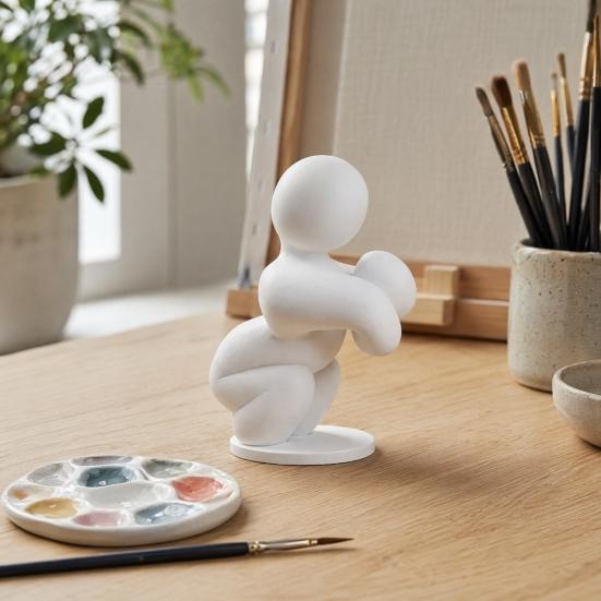 Minimalist Man Decoration 1/8Pcs 3D Printed Game Character Figure, Sitting Standing Lying Figurine, Model Abstract White Statue, Collectible Gift for