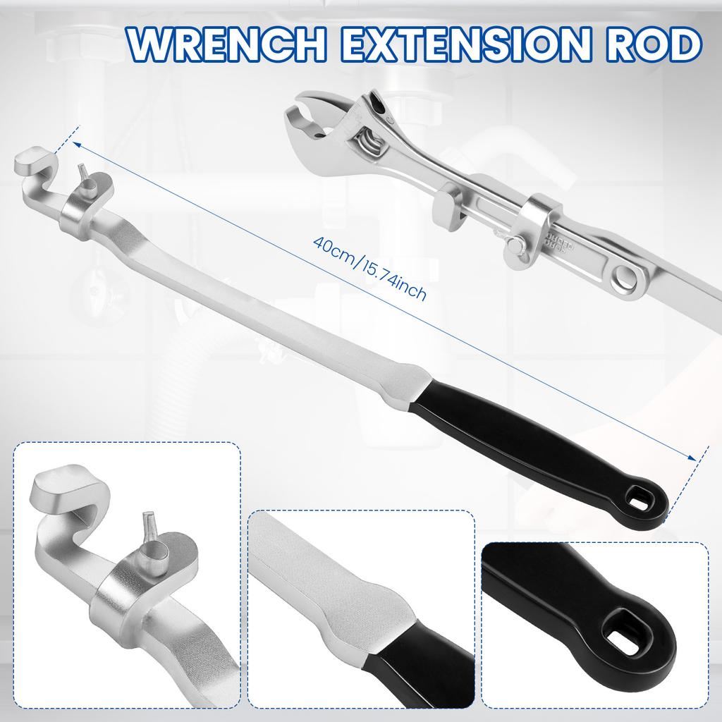 Wrench Extender Tool Bar 15 Inch Cr V Steel Long Wrench Extension Tool Universal Spanner Torque Amplifier Device for Mechanics
