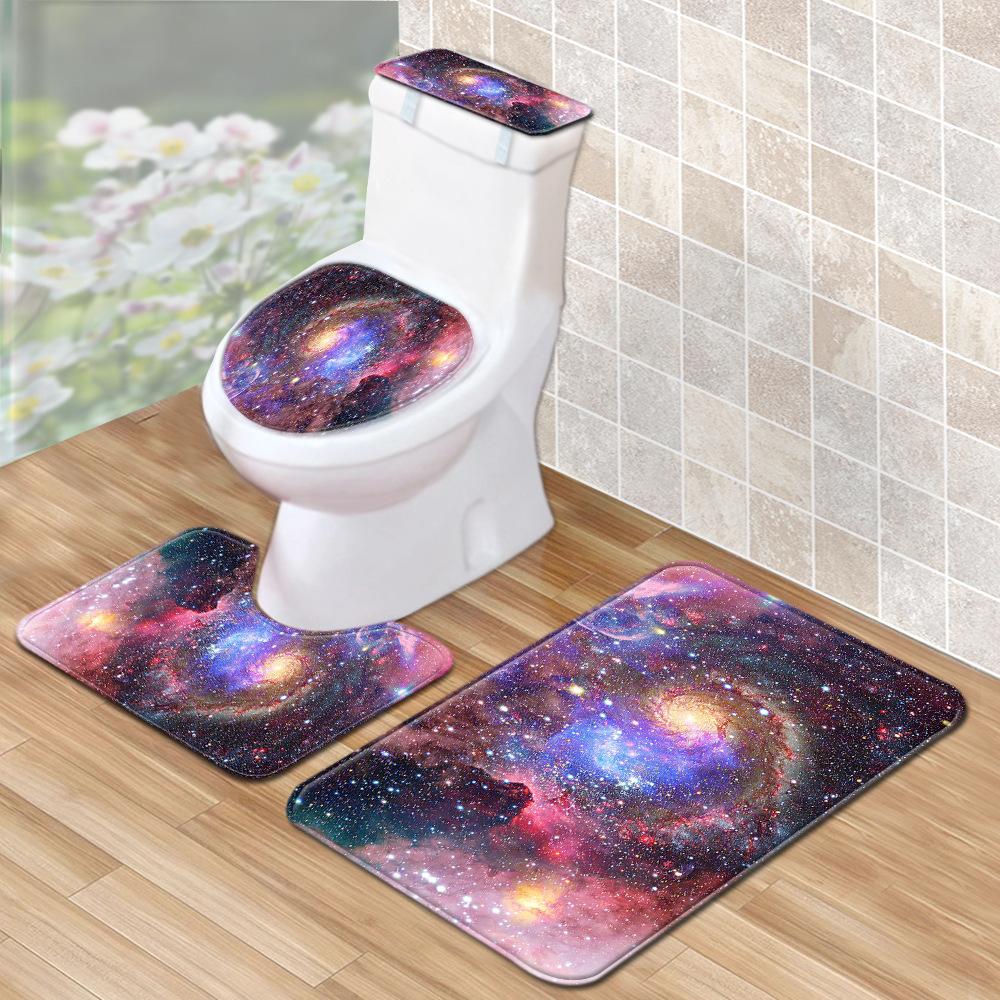 Star Bathroom Shower Curtain Floor Mat Household Toilet Three-Piece Set Suction Pad Water Tank Cover Cover