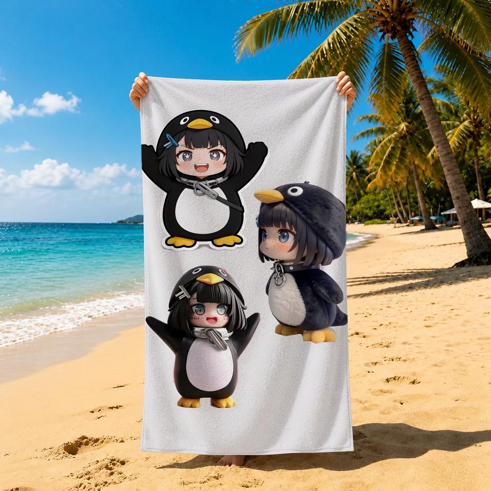 Cartoon Gugu Gaga Penguin Towel Towel Soft Pool Gift For Travel Gym Shower Cool Camping Quick Dry Sports  Large Beach Towel