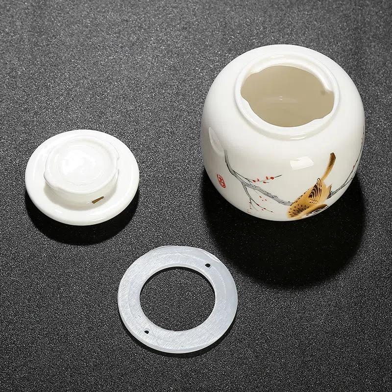 Retro Style Ceramic Tea Storage Jars Home Dried Fruit Medicinal Herbs Sealed Storage Cans Multifunction Mini Packaging Caddy