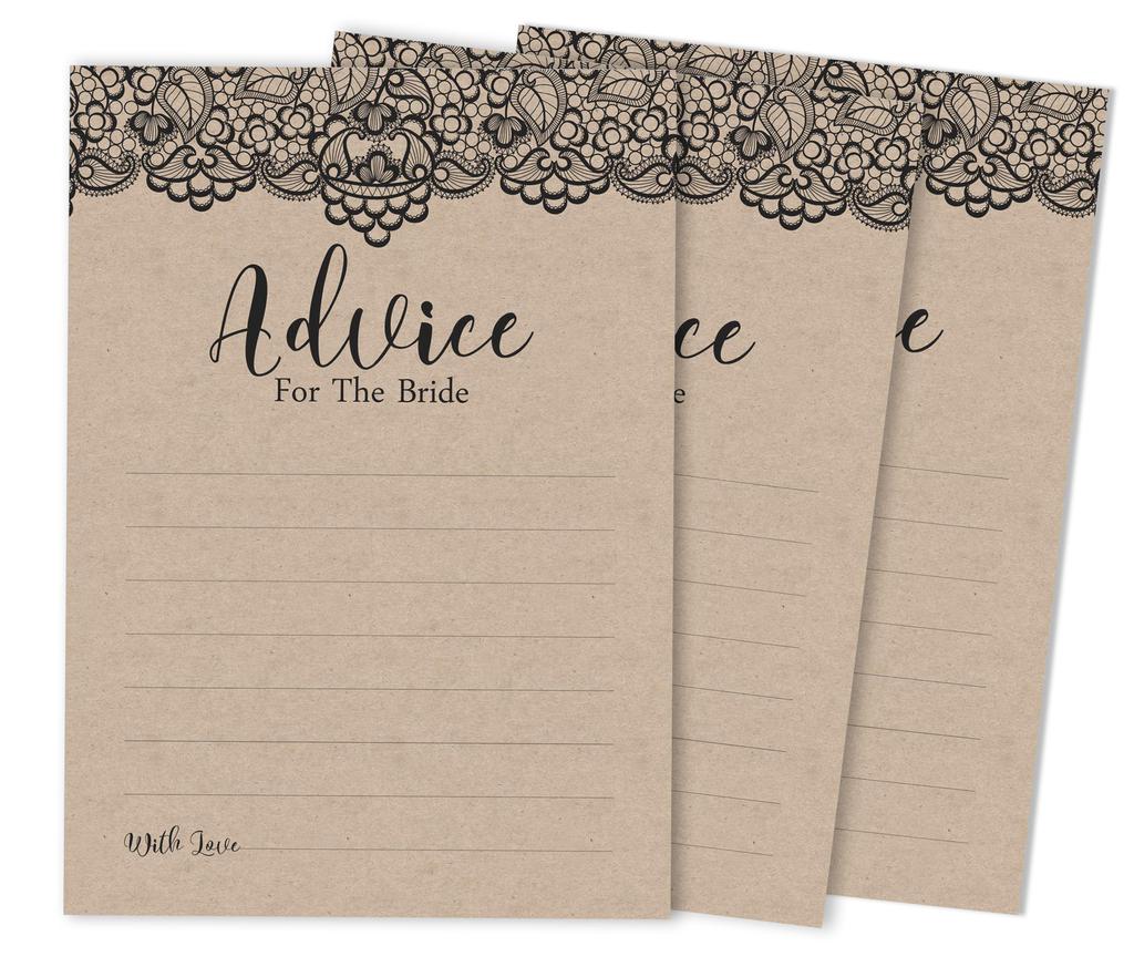 Inkdotpot Victorian Black Lace KraftA Advice And Wishes Set Of 50 Bridal Shower Advice Game