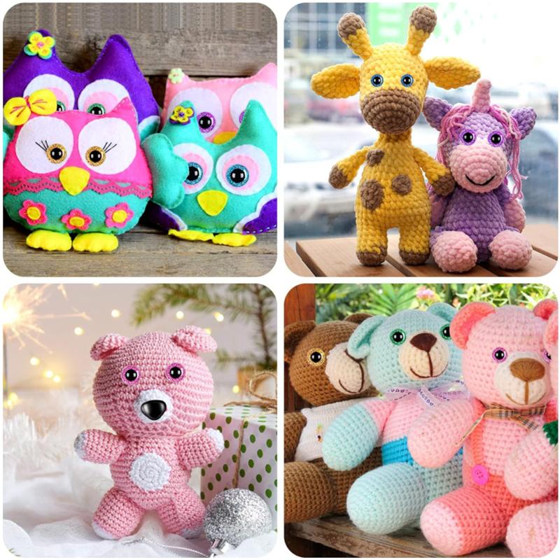 180 Stück/Set Große Sicherheitsaugen und Nasen Farbe Kunststoff Bastelpuppenaugen DIY Puppen Bärenbasteln Kuscheltiere Amigurumi 10-20mm