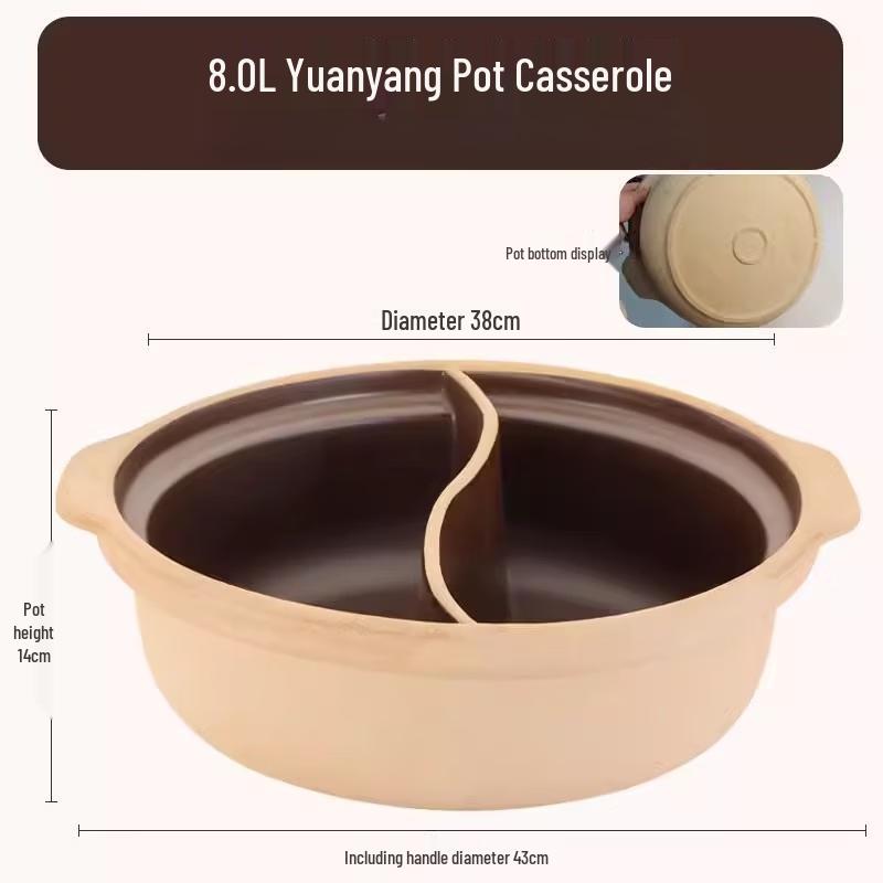 

ZISIZ Ancient Style Ceramic Split Hot Pot Casserole