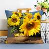 sunflower Cushion Cover Washable Linen Pillowcase Soft  for Sofa Bed Cozy Home Room Decor