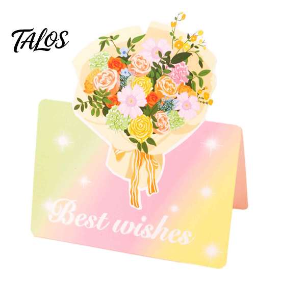 Decorative Floral Greeting Cards 10Pcs 3D Flower Thank You Card, Bouquet Best Wishes Note Appreciation Gifts for Anniversary, Mother's Day, Teachers'