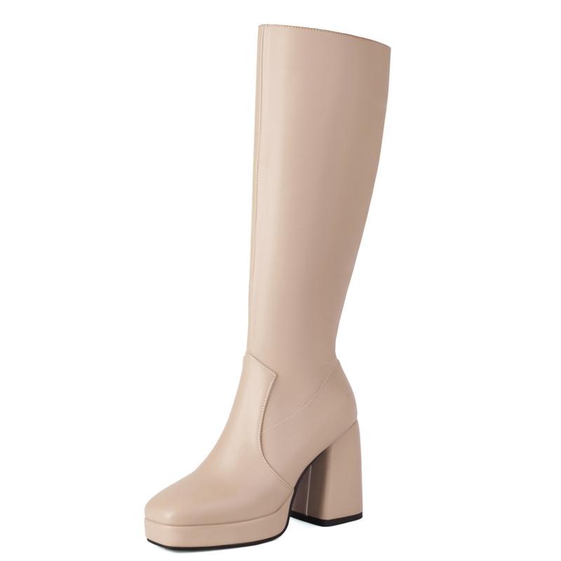 

Сапоги на платформе до колена женские сексуальные квадратные блочные каблуки на молнии осень-зима длинные сапоги красные черные белые туфли для вечеринок женские водонепроницаемые 37 хаки