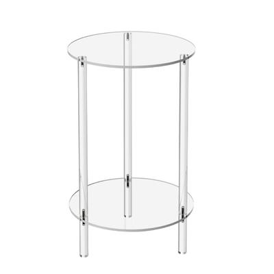 Portable Clear Acrylic End Table with 2 Tiers of Storage Home Accessory Sturdy Side Table for Bedroom and Living Room
