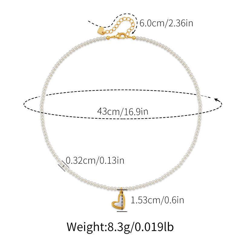 Vintage Retro Irregular Heart Design Electroplated Shell Pearl Beaded Necklace For Women