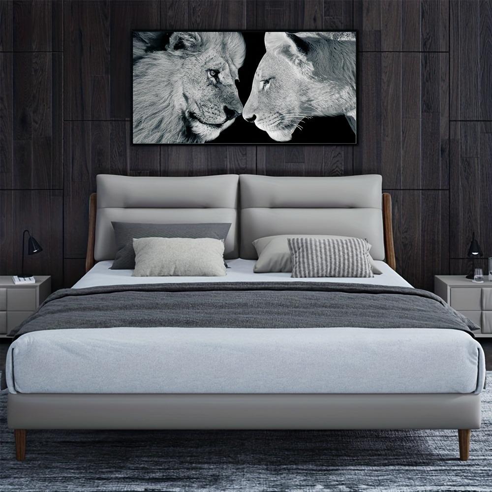 Львиная семья черно-белая картина на холсте львица животные король саванны постер — фото 3