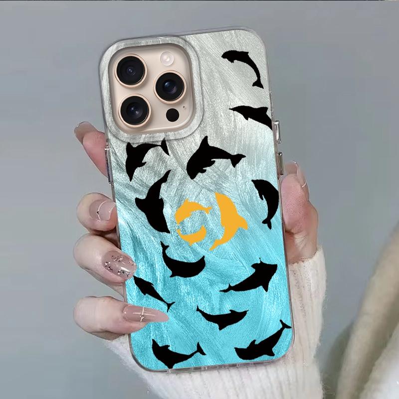 Cute Cartoon Cat Dolphin Girls Women Case For Apple iphone 16pro 15 16 15plus 14 13 Pro Max 16e 12 11 7 8 Plus XR SE Funda Cover