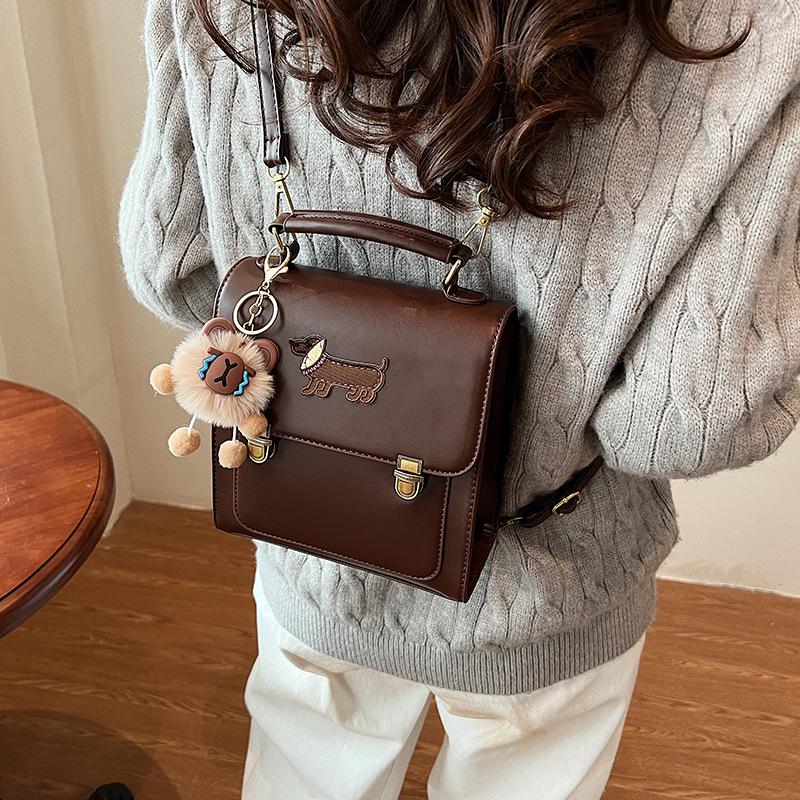 2025 new student class schoolbag women's bag backpack portable retro small square bag