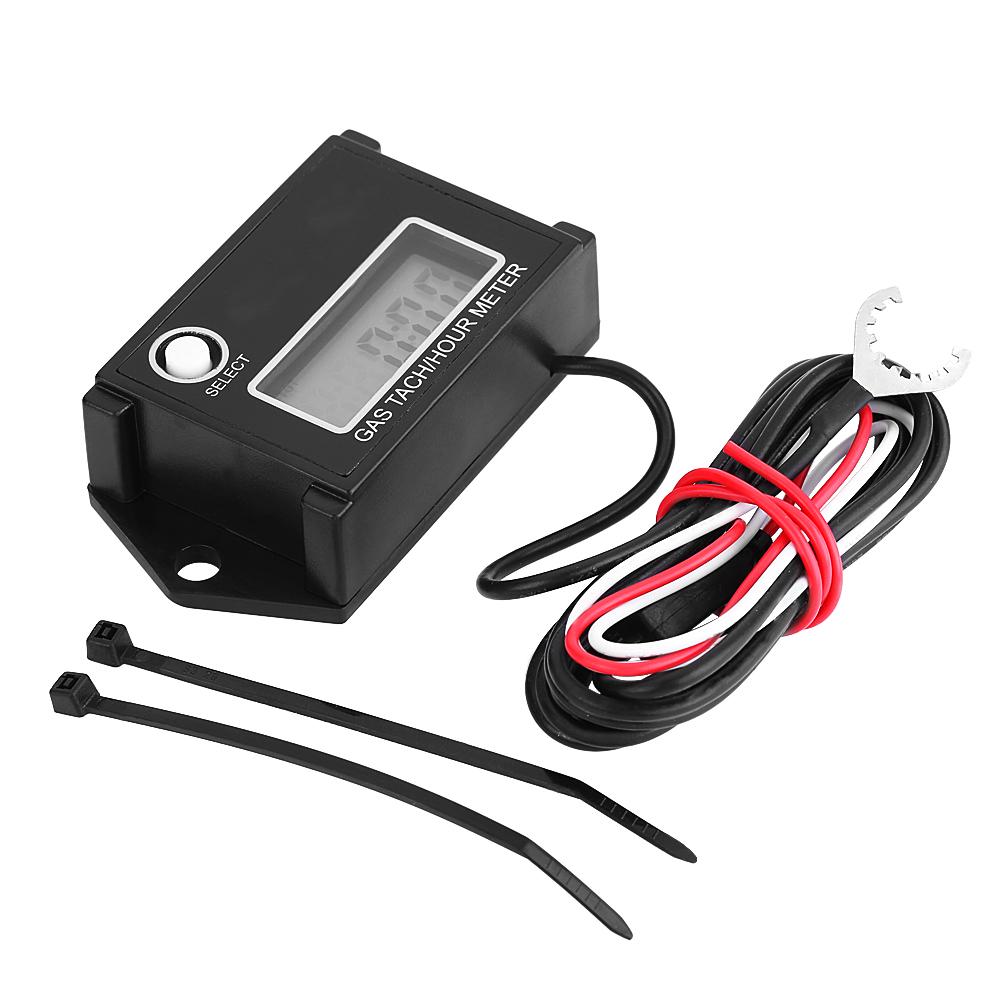 LCD Digital Tachometer Tach/Hour Meter Gauge RPM for 2/4 Stroke Engine Motorcycle