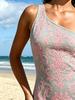 2026 Summer One Shoulder Pink Baroque Print Mini Dress, Grey Slim Bodycon Beach Sundress