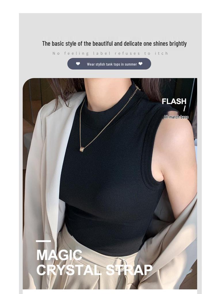 H520 Women's Sleeveless Ribbed Round Neck Camisole - Covers Underarm Fat, Perfect As Top or Undergarment