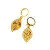 18k Gold Plated Leaf Earrings with Colorful Topaz Gemstones Elegant Dangle Earrings for Women