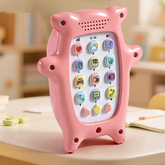 Kids Cartoon Pig Phone Adjustable 15 Songs Storytelling Early Buttons Children Toy Volume Education Learning Mobile