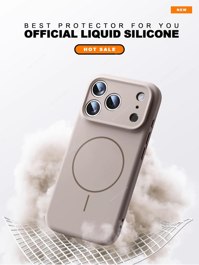 Official Magnetic Phone Case For iPhone 11 12 13 16 17 Pro Max Air 15 14 16 Plus Magsafe Liquid Silicone Charge Protector Cover