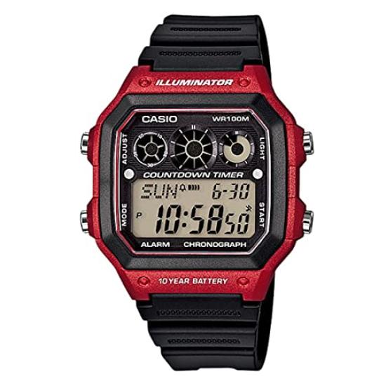

CASIO Casio AE-1300WH-4A AE1300WH-4A Спортивные цифровые черные красные детские мужские часы унисекс Наручные часы [Товар]