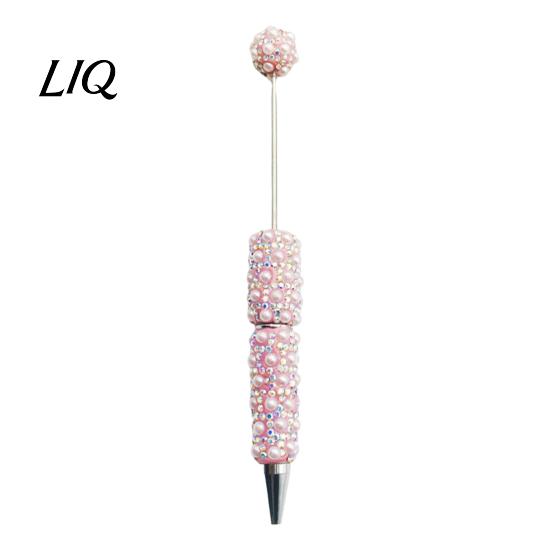 Faux Pearl Decorated Pen DIY Beadable Pen, Rhinestone Ballpoint Fancy Glitter for Crafting, Student Stationery Office Writing Tools Decorative