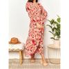 Women Floral Print Long Sleeve V Neck Ruffle Trim Tiered Chiffon Maxi Dress Boho Casual Beach Vacation Wedding Guest Evening Party Elegant Long Dress