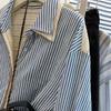 Spring and Autumn New Striped Fake Two-piece Shirt for Women Korean High-end Loose Casual Long-sleeved Shirt Top