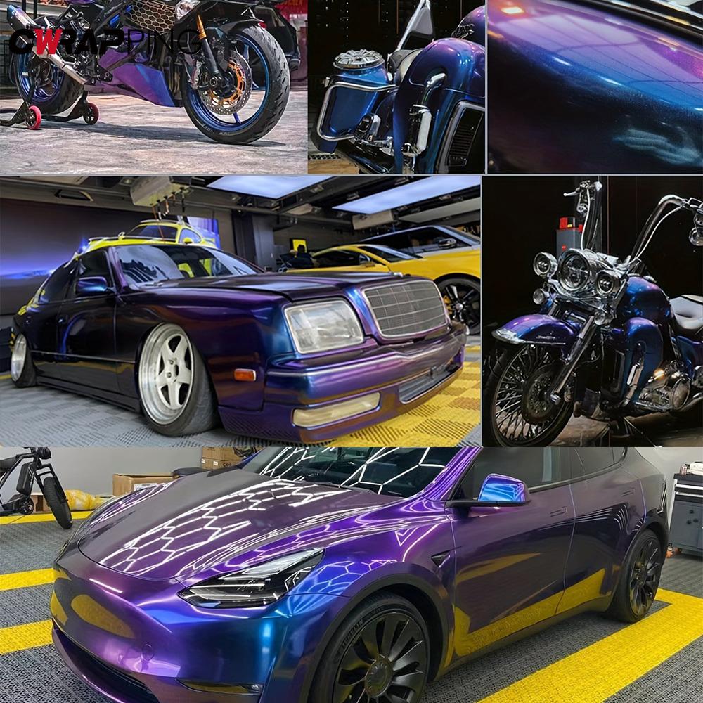 Motorcycle Sticker Chameleon Vinyl Film Matte Glossy Car Color Change Film Air Release Purple Blue Decor Auto Tuning Accessories