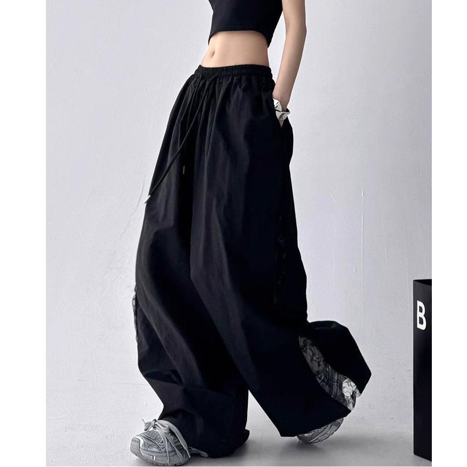 Autumn and Summer New Wide-leg Pants Women's Korean Version of Fashion Versatile High-waisted Thin Lace High-waisted Casual Pants