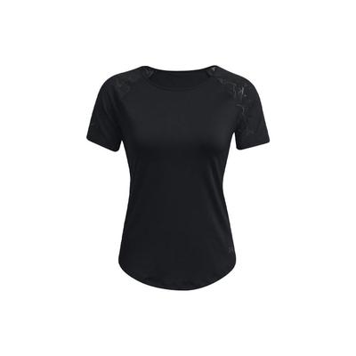 Mesh Panel Quick-Dry Training Sports Round Neck Slim Fit Straight Hem Short Sleeve T-Shirt Women Tops Black 1365730-001