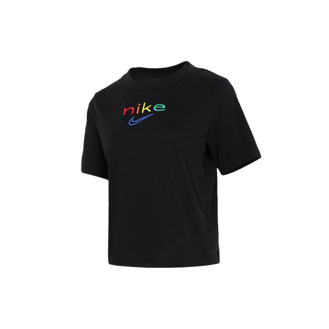 (WMNS) Nike Dri-FIT Boxy Rainbow Logo Sports Black Women s DD2849-010 L