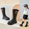 Girls Boots Warm 2024 New Autumn and Winter Fashion Kids Versatile Non-slip Rhinestone Catwalk High Boots Children Breathable PU