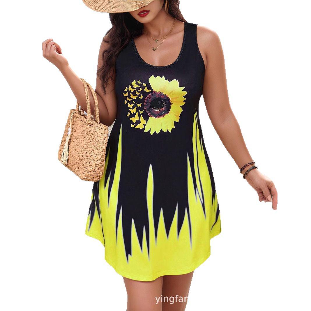 

Plus Size Women s Summer Casual Dress - European & American Style 2XL