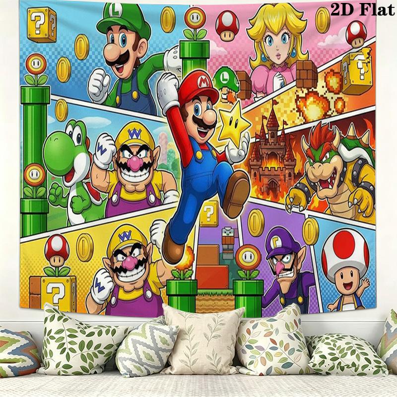 Super Bros Wall Tapestry Aesthetic Wall Hanging Printed Fabric Blanket Decorative Tapestries for Bedroom Living Room Home Decor