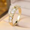 Fashion Gold Color X-Cross Band Ring Round White Zircon Sparkling Pave Jewelry Women Wedding
