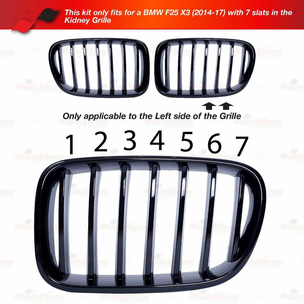 7 Slat Grille Cover Clip Trim For BMW X5 F15 2014-2018 X6 F16 2015-2016 Front Kidney Grill Sport M Style Color Decorative
