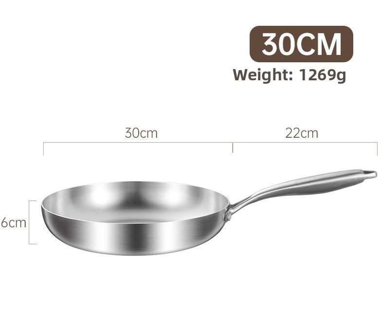 12 Zoll Edelstahl-Pfanne Antihaft-Pfanne Dreischicht-Edelstahlpfanne für alle Herdarten Spülmaschinenfest