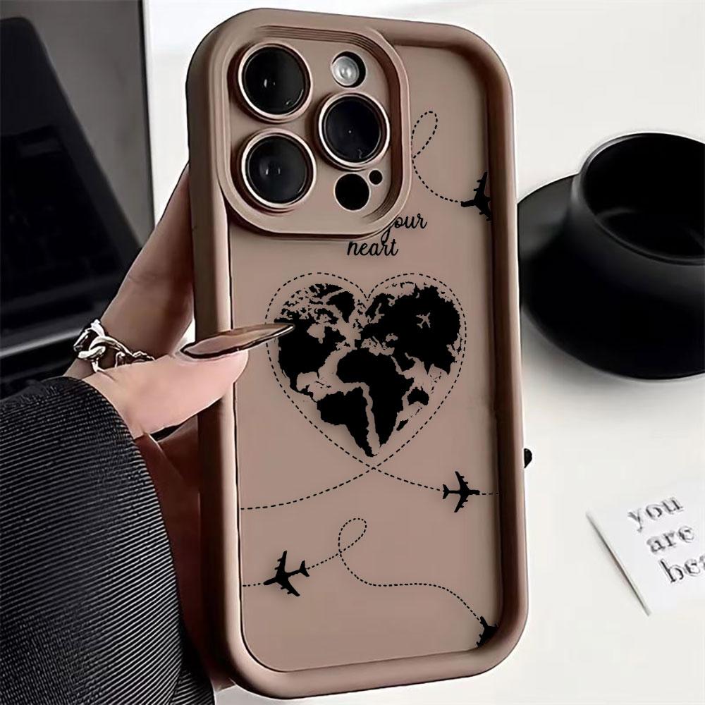 Planes World Map Travel Phone Case For Iphone Apple 17 AIR 16 16E 11 12 13 14 15 XR Plus Pro Max Silicone Case Funda Shell Cover