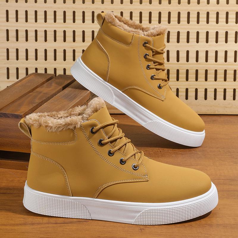 Men's Fleece Snow Boots Warm Thick Cotton Short Boots Lace-up Non-slip Men Sneakers Botas Para Hombre Size 39-46