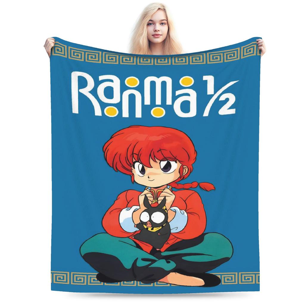 Ranma 1/2 Shampoo Manga Blankets  Wool Funny Warm Throw Blankets for Bedding Lounge  Winter