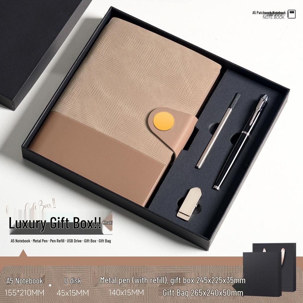 A5 Soft Leather Buckle Notebook: Customizable Diary Gift Set