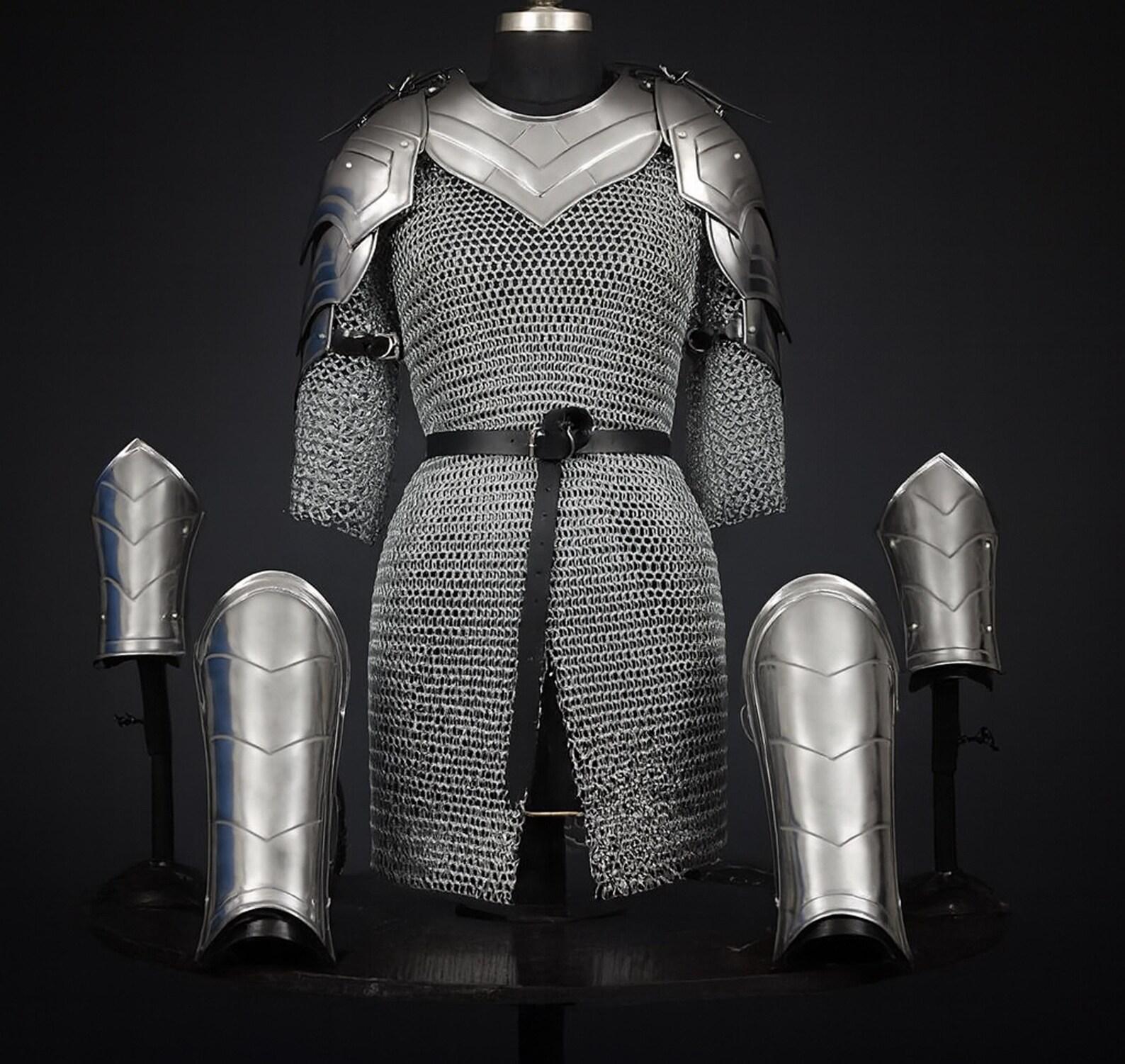 Women s Knight Armor Set with Chainmail Shirt Medieval Warrior LARP Cosplay Costume