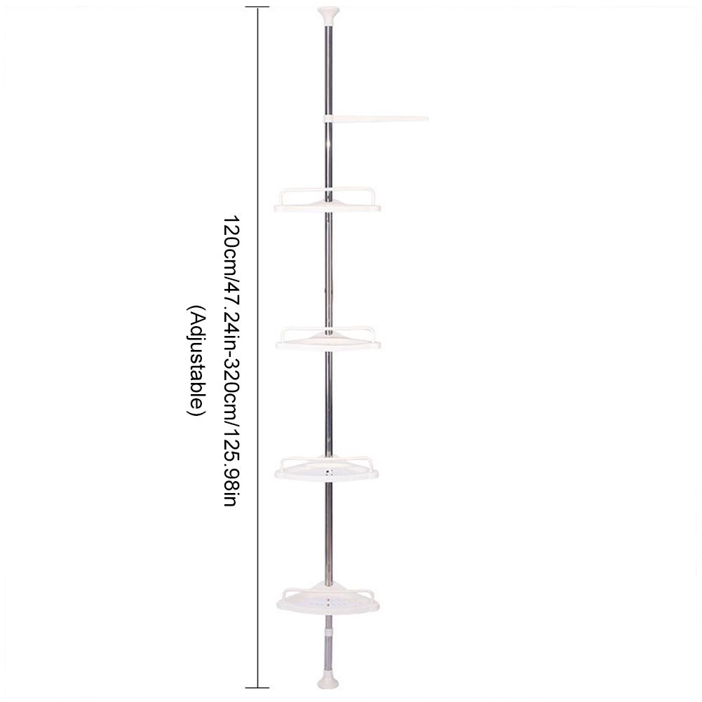 Badezimmerregal, verstellbar, 4 Ablagen, Teleskop-Duschregal, Edelstahlrahmen, Duschcaddy, Organizer-Regal, Dusch-Eckständer