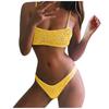 Women Casual Fashion Solid Color Two Piece Swimsuit Bikini Set Stretch Fabric Adjustable Straps Summer Beachwear Swimwear