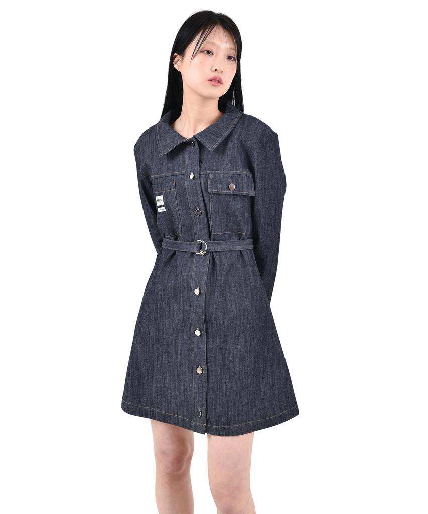 KATHARSIS Daily Denim Mini Dress Long Sleeve Dark Blue S M