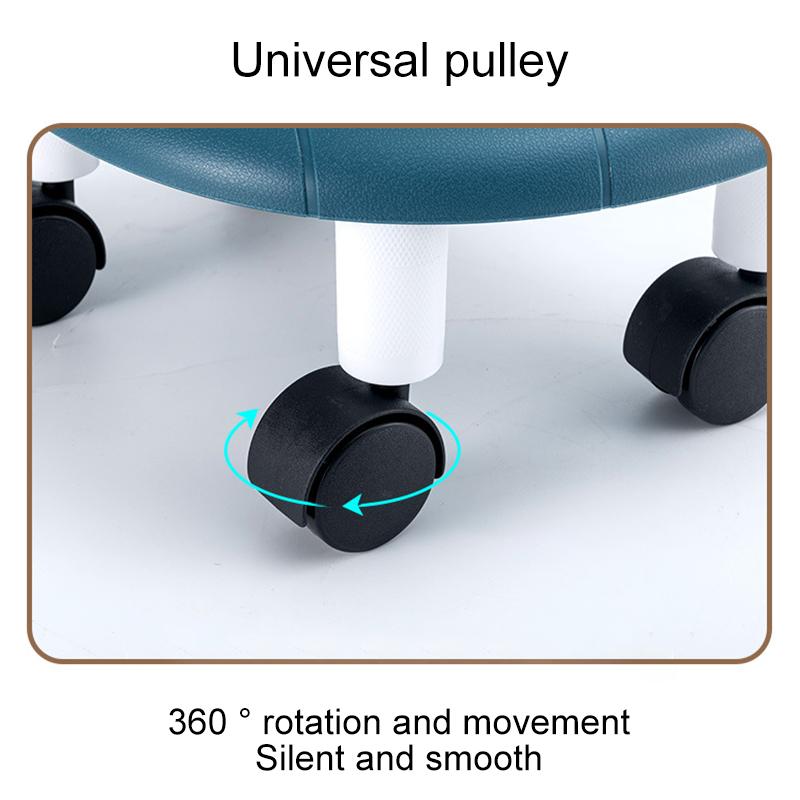 1PC with Wheels for Household Living Imitation Leather Portable Small Stool Universal Wheel Pulley Low Stool Silent Mobile