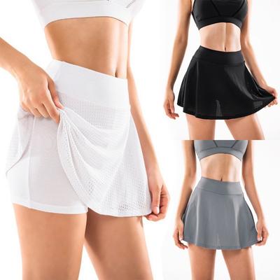 Damen High Rise Yoga Fitness Plissee Röcke mit eingebauter Sicherheitsunterhose 2in1 Weiche Atmungsaktive Tennis Golf Culottes