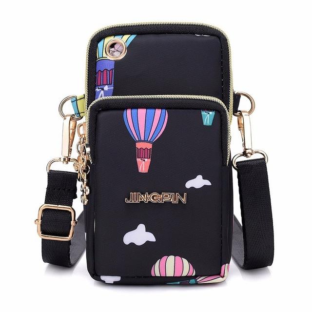 Zipper Phone Bag, Fashion Portable Nylon Coin Purse Versatile Small Shoulder Bag